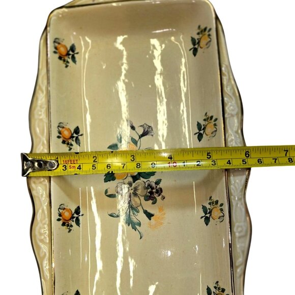 VTG Handpainted Portugal floral tray Roses Ceramic collectible 11" - Picture 7 of 9